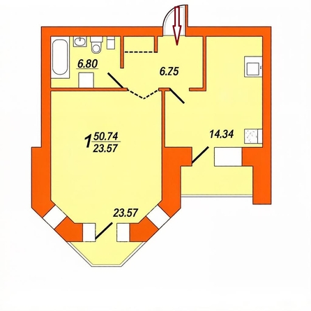 
  Сдам 1-комн. квартиру 49.1 м². Фото 3.