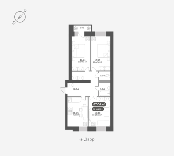 
  Продается 3-комн. квартира 87.5 м², в ЖК ОКТА, дом 2. Фото 6.
