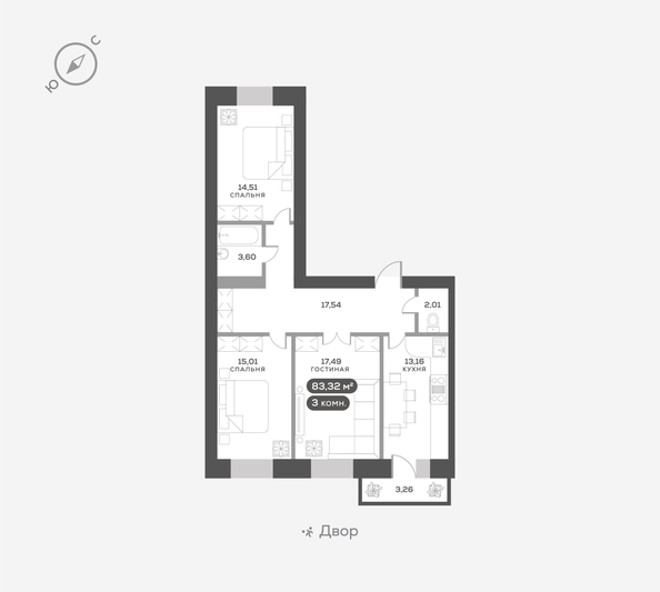 
  Продается 3-комн. квартира 83.2 м², в ЖК ОКТА, дом 2. Фото 6.