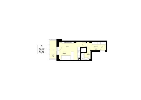 
  Продается студия 29.68 м². Фото 5.