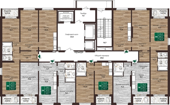 
   Продам 3-комнатную, 94.6 м², Шервуд, (Нагорная 6-я, 15в корп 2)

. Фото 2.