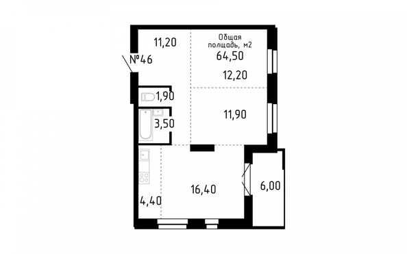 
   Продам 3-комнатную, 64.5 м², Smart (Смарт)

. Фото 2.