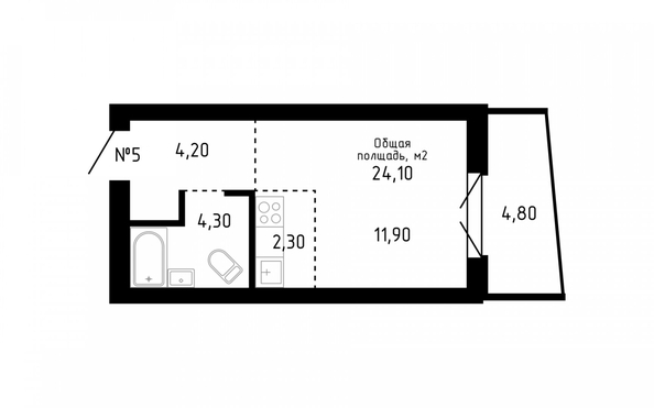 
   Продам студию, 24.1 м², Smart (Смарт)

. Фото 1.