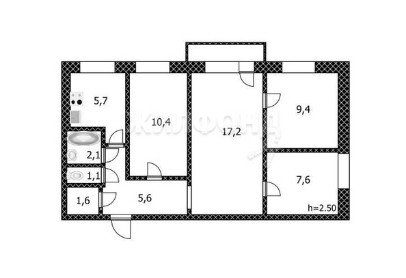 
   Продам 4-комнатную, 60 м², Строителей пр-кт, 31

. Фото 2.