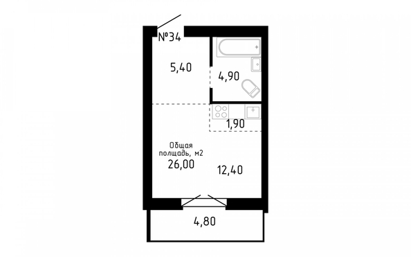 
   Продам студию, 26 м², Smart (Смарт)

. Фото 2.