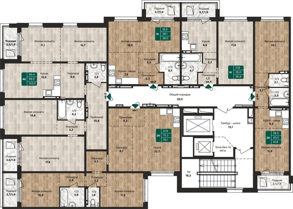 
  Продается 4-комн. квартира, 103.5 м², ЖК Камчатка, корпус 1
. Фото 1.