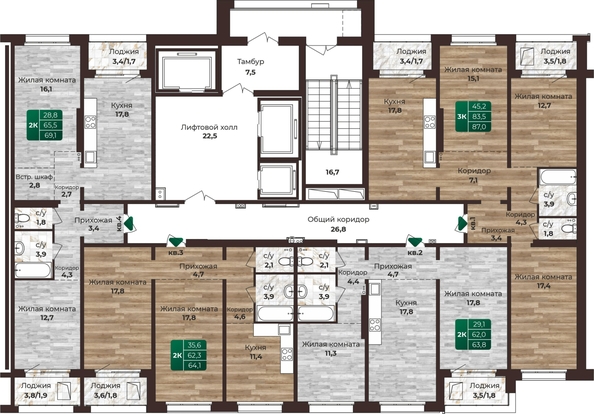 
  Продается 3-комн. квартира, 87 м², ЖК Шервуд, (Нагорная 6-я, 15в корп 1)
. Фото 1.