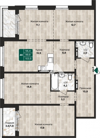 
  Продается 4-комн. квартира, 103.5 м², Власихинская ул, д. 212
. Фото 1.