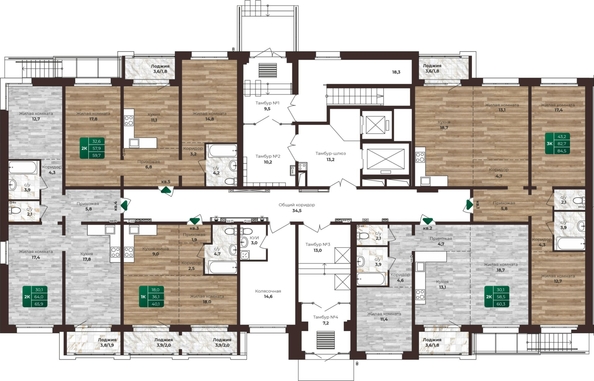 
  Продается 2-комн. квартира, 60.3 м², ЖК Шервуд, (Нагорная 6-я, 15в корп 3)
. Фото 1.