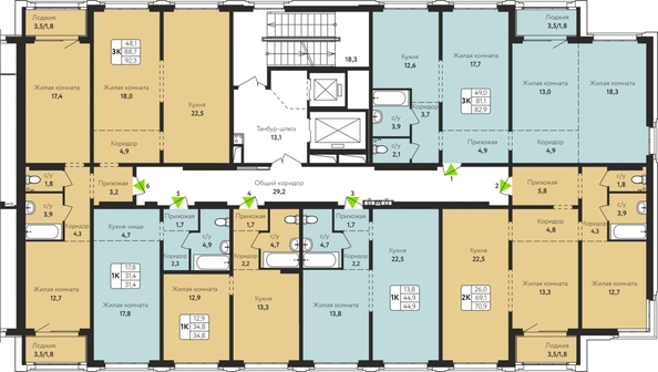 
  Продается 3-комн. квартира, 92.3 м², ЖК Шотландия, Солнечная поляна 69
. Фото 1.