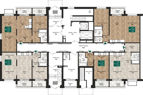 
  Продается 2-комн. квартира, 60.3 м², ЖК Камчатка, корпус 2
. Фото 1.
