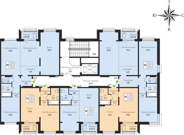 
  Продается 3-комн. квартира 89 м², в ЖК Шотландия, Солнечная поляна, 71. Фото 1.