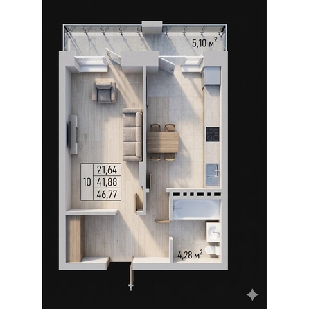 
  Продается студия 43.2 м², в ЖК Олимп . Фото 1.