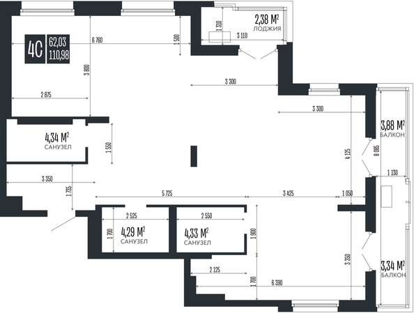 
  Продается 4-комн. квартира 110.98 м², в ЖК Опера Резиденс. Фото 1.