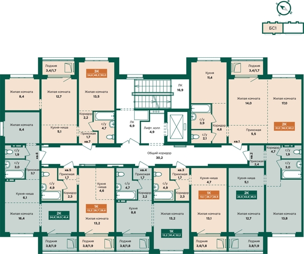 
  Продается 3-комн. квартира 50 м², в ЖК Камчатка, корпус 6/2. Фото 1.