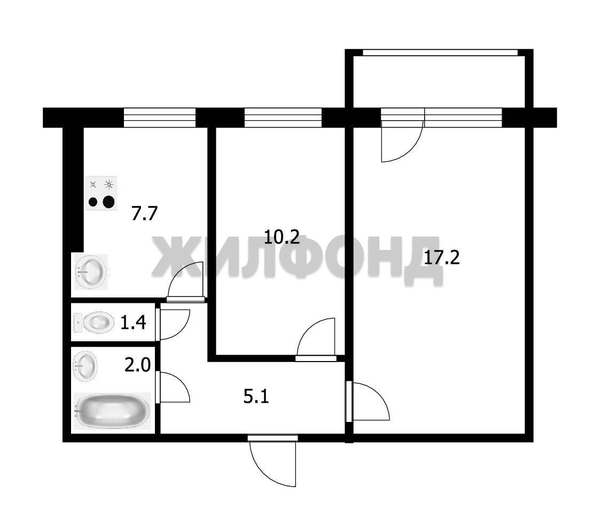 
  Продается 2-комн. квартира 43.6 м². Фото 19.