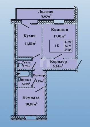 
   Продам 2-комнатную, 62.8 м², Антонова ул, 5

. Фото 3.