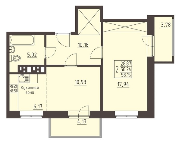 
   Продам 2-комнатную, 58.15 м², Очаг, блок-секция 8

. Фото 1.