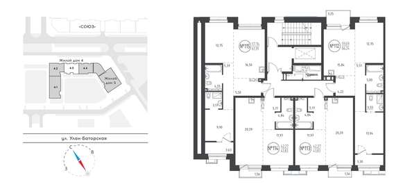 
   Продам 1-комнатную, 43.5 м², СОЮЗ PRIORITY, дом 4

. Фото 1.