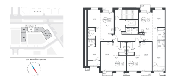 
   Продам 1-комнатную, 43.5 м², СОЮЗ PRIORITY, дом 4

. Фото 2.