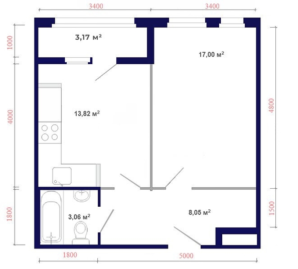 
   Продам 1-комнатную, 45.1 м², Юго-Западный, дом 17

. Фото 16.