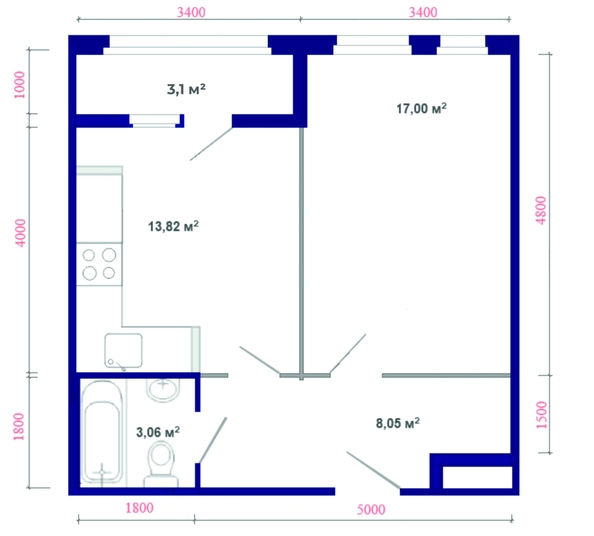 
  Продается 1-комн. квартира, 45.03 м², ЖК Юго-Западный, дом 17
. Фото 3.