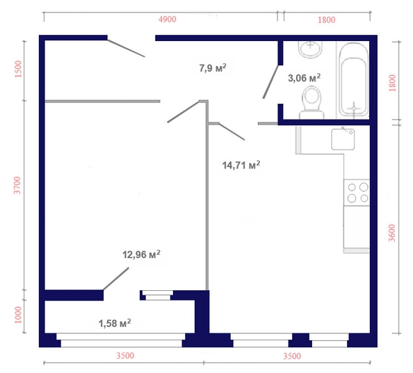 
  Продается 1-комн. квартира, 41.8 м², ЖК Юго-Западный, дом 17
. Фото 3.