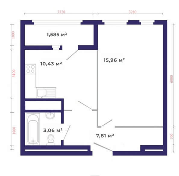 
  Продается 1-комн. квартира, 40.43 м², ЖК Юго-Западный, дом 17
. Фото 4.