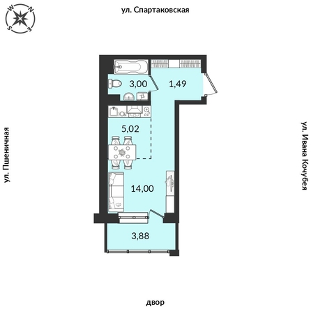 
   Продам 1-комнатную, 27.39 м², Источник, дом 5

. Фото 1.