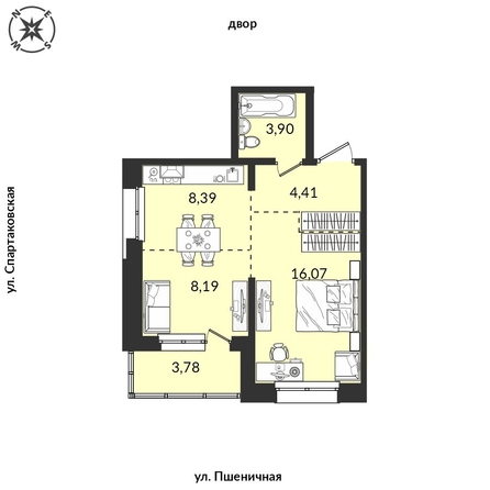 
   Продам 2-комнатную, 44.74 м², Источник, дом 6

. Фото 1.