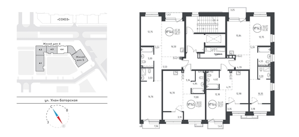 
   Продам 2-комнатную, 62.97 м², СОЮЗ PRIORITY, дом 4

. Фото 1.