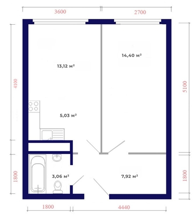 
   Продам 2-комнатную, 43.53 м², Юго-Западный, дом 17

. Фото 8.