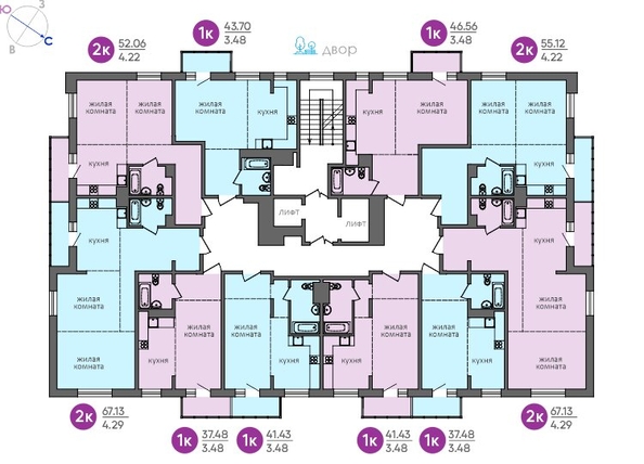 
   Продам 2-комнатную, 62.84 м², Южный парк квартал, 6

. Фото 3.