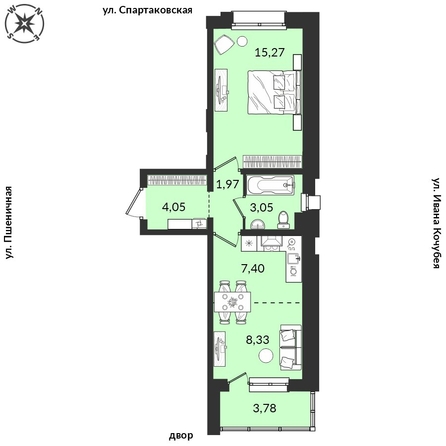 
   Продам 1-комнатную, 43.85 м², Источник, дом 5

. Фото 1.