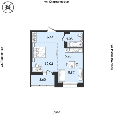 
   Продам 2-комнатную, 40.32 м², Источник, дом 1

. Фото 1.