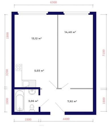 
   Продам 2-комнатную, 43.53 м², Юго-Западный, дом 17

. Фото 11.