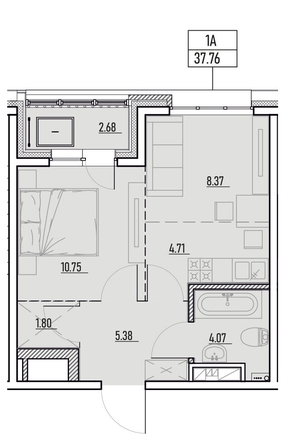 
   Продам 1-комнатную, 37.76 м², Zenith (Зенит), 2 этап

. Фото 1.