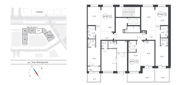 
   Продам 1-комнатную, 54.03 м², СОЮЗ PRIORITY, дом 4

. Фото 1.