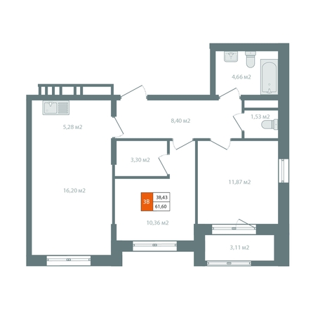 
  Продается 3-комн. квартира, 63.16 м², ЖК Автор, дом 1
. Фото 4.