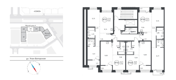 
   Продам 1-комнатную, 41.18 м², СОЮЗ PRIORITY, дом 4

. Фото 1.