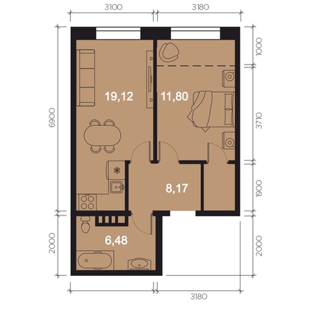 
  Продается 2-комн. квартира, 48.7 м², ЖК RIVERANG (РиверАнг)
. Фото 1.