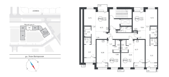 
  Продается 2-комн. квартира, 66.14 м², ЖК СОЮЗ PRIORITY, дом 4
. Фото 1.