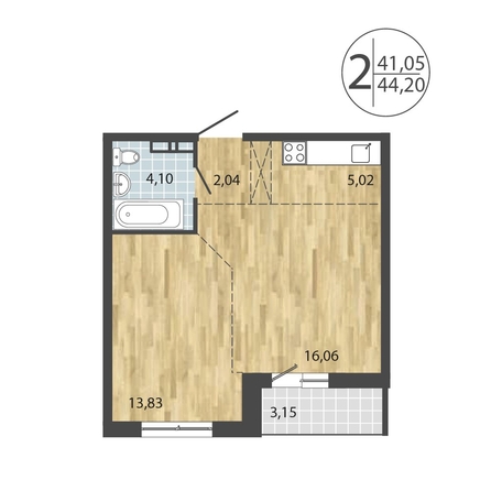 
  Продается 2-комн. квартира, 44.2 м², ЖК ЛЕРМОНТОВ ПАРК, дом 1
. Фото 10.