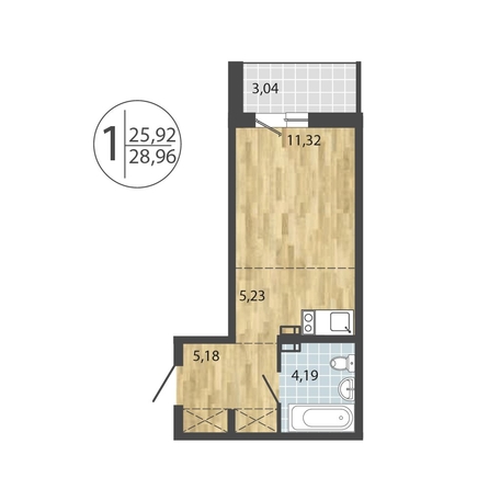 
  Продается 1-комн. квартира, 28.96 м², ЖК ЛЕРМОНТОВ ПАРК, дом 1
. Фото 6.