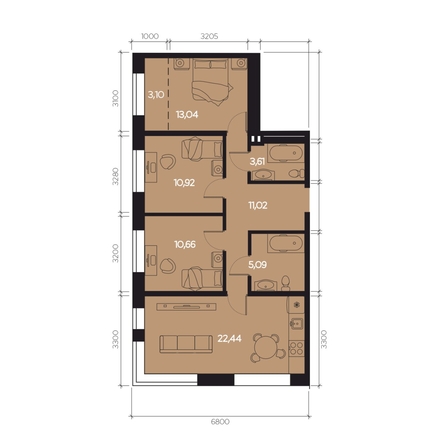 
  Продается 4-комн. квартира, 76.78 м², ЖК RIVERANG (РиверАнг)
. Фото 1.