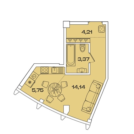 
  Продается 1-комн. квартира, 27.47 м², ЖК Звезды, дом 3
. Фото 1.