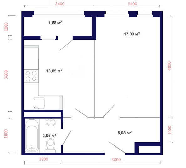 
  Продается 1-комн. квартира, 44.23 м², ЖК Юго-Западный, дом 17
. Фото 9.