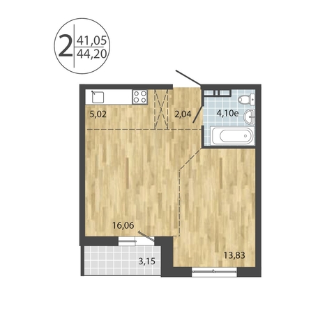 
  Продается 2-комн. квартира, 44.2 м², ЖК ЛЕРМОНТОВ ПАРК, дом 1
. Фото 4.