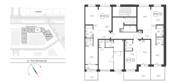 
  Продается 2-комн. квартира, 72.47 м², ЖК СОЮЗ PRIORITY, дом 4
. Фото 1.