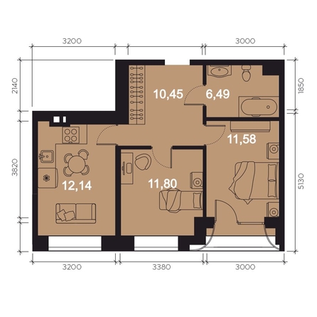
  Продается 2-комн. квартира, 57.04 м², ЖК RIVERANG (РиверАнг)
. Фото 1.